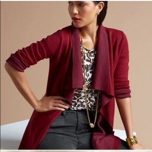 CAbi style 3479 Maroon Two tone Open Front Cardigan  Medium